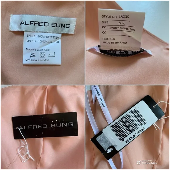 Alfred Sung Toasted Sugar One Shoulder Satin Maxi Dress Size 8 NWT FLAWS - Picture 9 of 17
